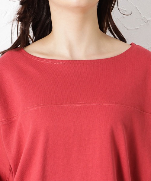 Mac-House(マックハウス)の「ORGABITS オーガビッツ ドルマン切り替えTシャツ(Tシャツ/カットソー・レディース・ブラウン/レッド/アイボリー/チャコール・フリー)」の10枚目の写真