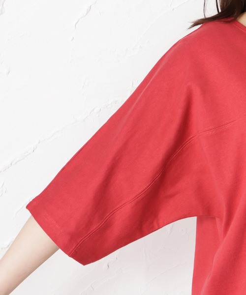 Mac-House(マックハウス)の「ORGABITS オーガビッツ ドルマン切り替えTシャツ(Tシャツ/カットソー・レディース・ブラウン/レッド/アイボリー/チャコール・フリー)」の11枚目の写真