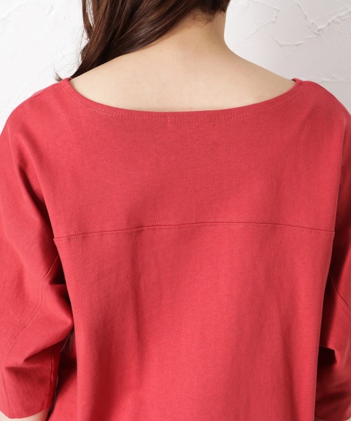 Mac-House(マックハウス)の「ORGABITS オーガビッツ ドルマン切り替えTシャツ(Tシャツ/カットソー・レディース・ブラウン/レッド/アイボリー/チャコール・フリー)」の13枚目の写真