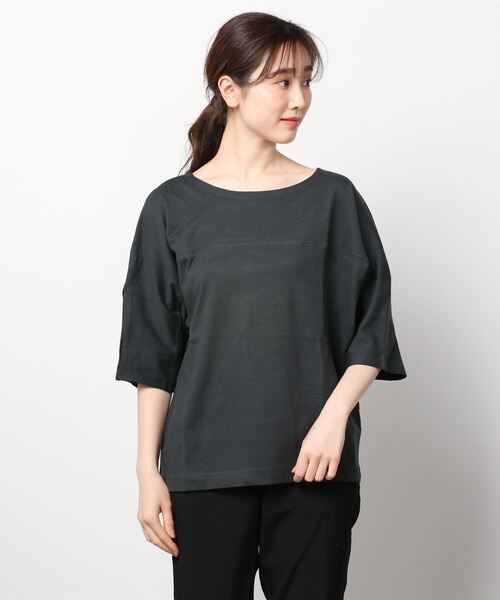 Mac-House(マックハウス)の「ORGABITS オーガビッツ ドルマン切り替えTシャツ(Tシャツ/カットソー・レディース・ブラウン/レッド/アイボリー/チャコール・フリー)」の19枚目の写真