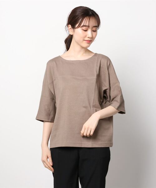 Mac-House(マックハウス)の「ORGABITS オーガビッツ ドルマン切り替えTシャツ(Tシャツ/カットソー・レディース・ブラウン/レッド/アイボリー/チャコール・フリー)」の20枚目の写真