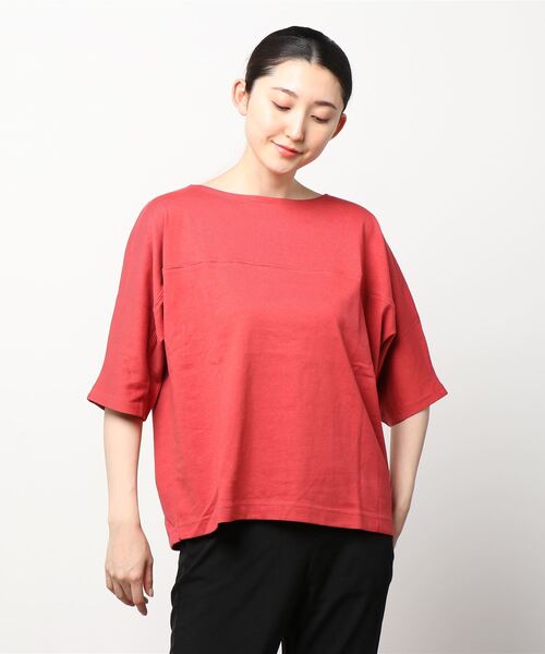 Mac-House(マックハウス)の「ORGABITS オーガビッツ ドルマン切り替えTシャツ(Tシャツ/カットソー・レディース・ブラウン/レッド/アイボリー/チャコール・フリー)」の21枚目の写真