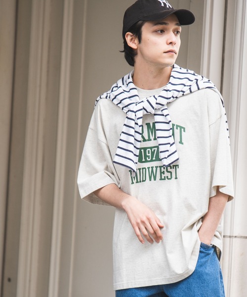 WEGO（ウィゴー）の「WEGO/ヘビーウエイト ユニバーサルカレッジBIGT（Tシャツ/カットソー・メンズ・ダークグリーン/ネイビー/オートミール/グレー系その他/スミクロ・MEDIUM/LARGE）」の12枚目の写真