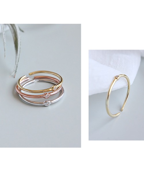 ABBEY MARKET(アビーマーケット)の「Silver925 シルバーリング シンプルリング キュービックジルコニア(リング・レディース・ゴールド/ピンクゴールド/シルバー・FREE)」の11枚目の写真