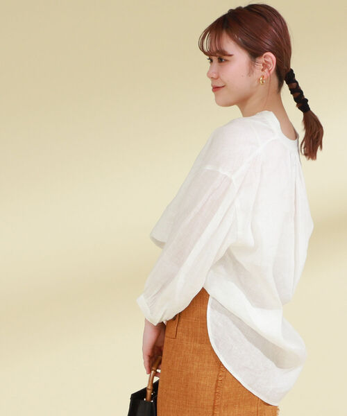 Ray BEAMS（レイビームス）の「Ray BEAMS / リネン コクーン スキッパー シャツ（シャツ/ブラウス・レディース・ブラック/ホワイト/イエロー・ONE SIZE）」の5枚目の写真