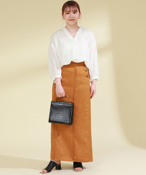 Ray BEAMS（レイビームス）の「Ray BEAMS / リネン コクーン スキッパー シャツ（シャツ/ブラウス・レディース・ブラック/ホワイト/イエロー・ONE SIZE）」の8枚目の写真