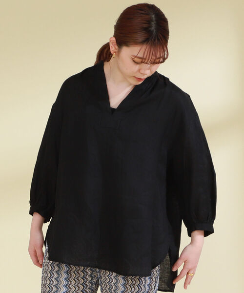 Ray BEAMS（レイビームス）の「Ray BEAMS / リネン コクーン スキッパー シャツ（シャツ/ブラウス・レディース・ブラック/ホワイト/イエロー・ONE SIZE）」の15枚目の写真