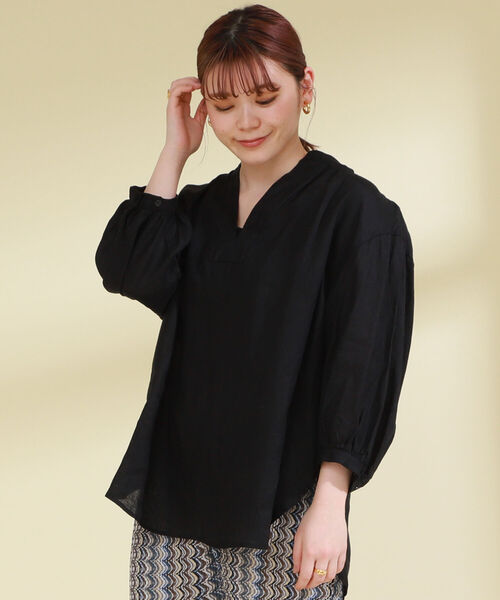 Ray BEAMS（レイビームス）の「Ray BEAMS / リネン コクーン スキッパー シャツ（シャツ/ブラウス・レディース・ブラック/ホワイト/イエロー・ONE SIZE）」の16枚目の写真