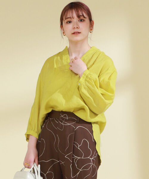 Ray BEAMS（レイビームス）の「Ray BEAMS / リネン コクーン スキッパー シャツ（シャツ/ブラウス・レディース・ブラック/ホワイト/イエロー・ONE SIZE）」の19枚目の写真