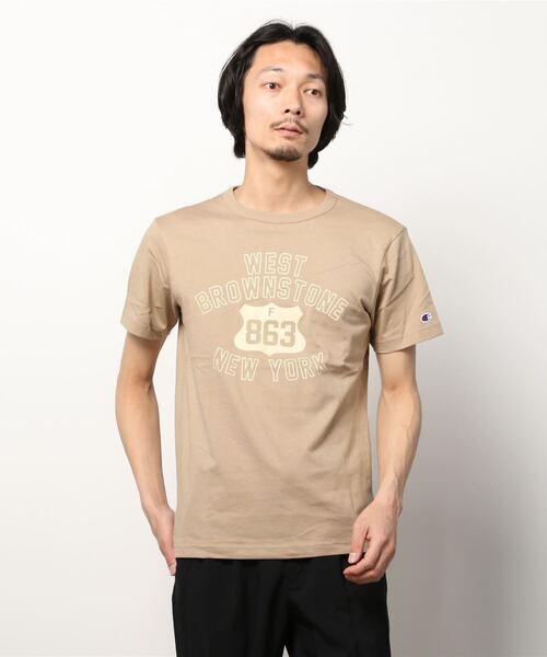Champion(チャンピオン)の「【Champion/チャンピオン】メンズ ベーシック ショートスリーブTシャツ(Tシャツ/カットソー・メンズ・ブラック/グレー/ネイビー/ホワイト×レッド/ホワイト×ネイビー/グリーン系その他/ベージュ/バーガンディー・MEDIUM/LARGE/XX-LARGE/X-LARGE)」の5枚目の写真
