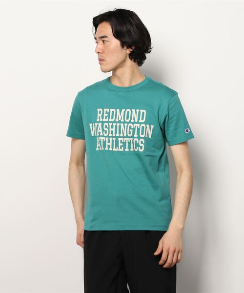 Champion(チャンピオン)の「【Champion/チャンピオン】メンズ ベーシック ショートスリーブTシャツ(Tシャツ/カットソー・メンズ・ブラック/グレー/ネイビー/ホワイト×レッド/ホワイト×ネイビー/グリーン系その他/ベージュ/バーガンディー・MEDIUM/LARGE/XX-LARGE/X-LARGE)」の6枚目の写真