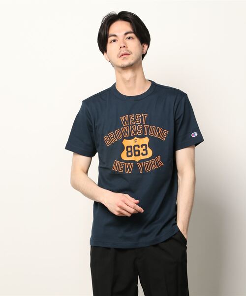 Champion(チャンピオン)の「【Champion/チャンピオン】メンズ ベーシック ショートスリーブTシャツ(Tシャツ/カットソー・メンズ・ブラック/グレー/ネイビー/ホワイト×レッド/ホワイト×ネイビー/グリーン系その他/ベージュ/バーガンディー・MEDIUM/LARGE/XX-LARGE/X-LARGE)」の7枚目の写真