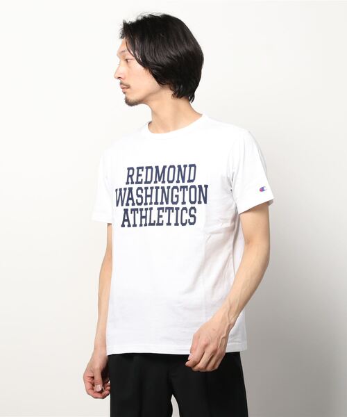 Champion(チャンピオン)の「【Champion/チャンピオン】メンズ ベーシック ショートスリーブTシャツ(Tシャツ/カットソー・メンズ・ブラック/グレー/ネイビー/ホワイト×レッド/ホワイト×ネイビー/グリーン系その他/ベージュ/バーガンディー・MEDIUM/LARGE/XX-LARGE/X-LARGE)」の1枚目の写真