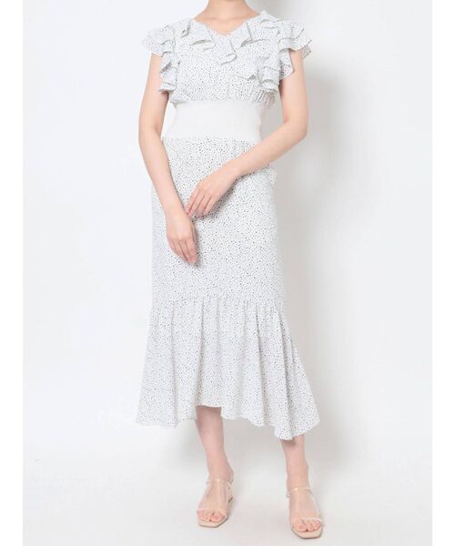 LAGUNAMOON（ラグナムーン）の「ドットラッフルワンピース（ワンピース・レディース・ホワイト/ブラック/グリーン・SMALL/MEDIUM）」の12枚目の写真