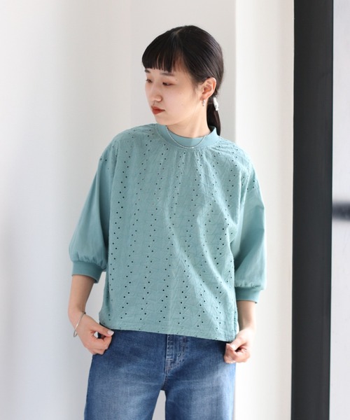 cepo(セポ)の「シシュウレースTee(Tシャツ/カットソー・レディース・ネイビー/オフホワイト/オレンジ/グリーン・M)」の5枚目の写真