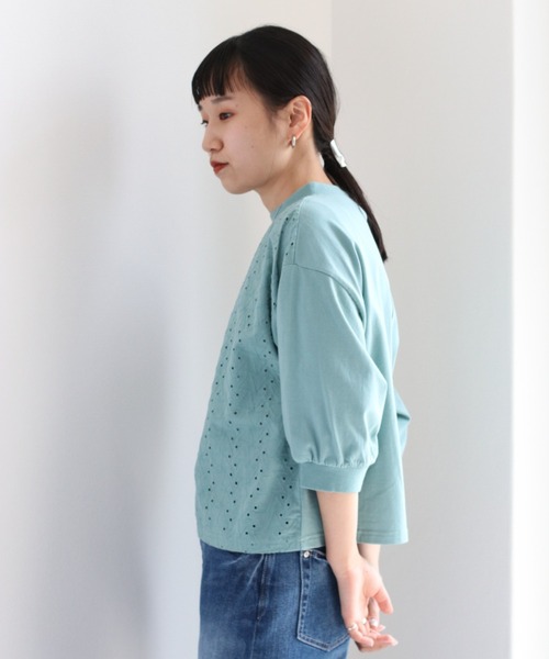 cepo(セポ)の「シシュウレースTee(Tシャツ/カットソー・レディース・ネイビー/オフホワイト/オレンジ/グリーン・M)」の6枚目の写真