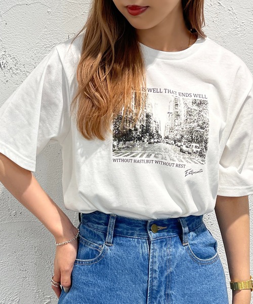 apres jour mignon(アプレジュールミニョン)の「フォトプリントT【ZOZOTOWN限定アイテム】(Tシャツ/カットソー・レディース・ホワイト系その他/オフホワイト/ブラック系その他/ライトイエロー/ブラック・フリー/X-LARGE)」の11枚目の写真