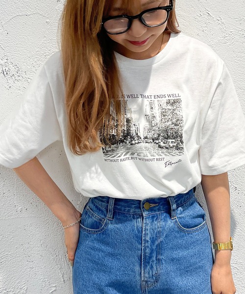 apres jour mignon(アプレジュールミニョン)の「フォトプリントT【ZOZOTOWN限定アイテム】(Tシャツ/カットソー・レディース・ホワイト系その他/オフホワイト/ブラック系その他/ライトイエロー/ブラック・フリー/X-LARGE)」の12枚目の写真