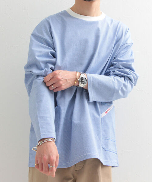 SMITH'S(スミス)の「【SMITH'S AMERICAN/スミス アメリカン】2ポケット ステッチ ロングスリーブTシャツ(Tシャツ/カットソー・メンズ・グレー/オフホワイト/ホワイト系その他/グレー系その他・MEDIUM/LARGE)」の3枚目の写真