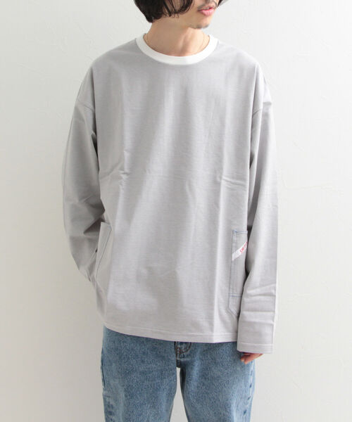 SMITH'S(スミス)の「【SMITH'S AMERICAN/スミス アメリカン】2ポケット ステッチ ロングスリーブTシャツ(Tシャツ/カットソー・メンズ・グレー/オフホワイト/ホワイト系その他/グレー系その他・MEDIUM/LARGE)」の4枚目の写真
