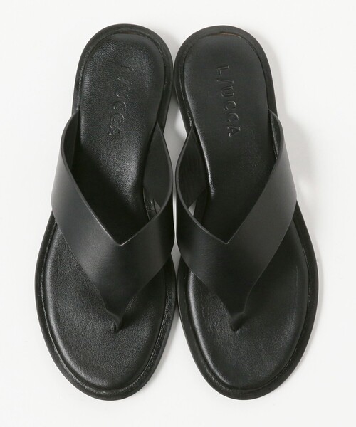 BEAMS F（ビームスエフ）の「L/UCCA / 別注 レザー ビーチサンダル（サンダル・メンズ・ブラック/ダークブラウン・40/41/42/43）」の6枚目の写真