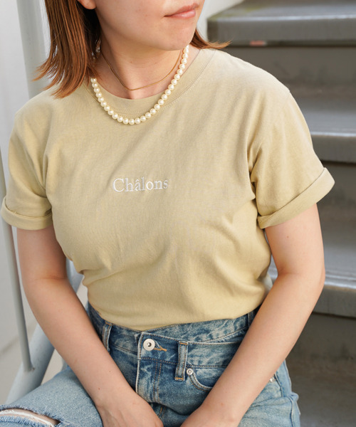 VENCEEXCHANGE(ヴァンスエクスチェンジ)の「USAコットン刺繍ロゴTシャツ(Tシャツ/カットソー・レディース・オフホワイト/グレー/ダークグレー/オリーブ・FREE)」の4枚目の写真