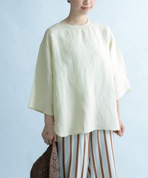 FORK&SPOON　リネン混布帛Tシャツ