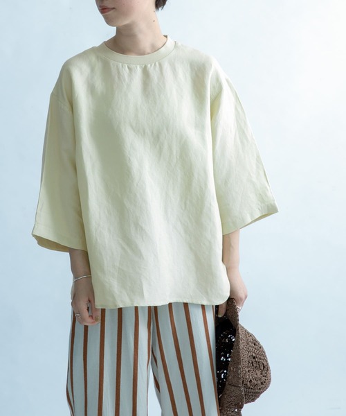 FORK&SPOON（フォークアンドスプーン）の「FORK&SPOON　リネン混布帛Tシャツ（Tシャツ/カットソー・レディース・チャコールグレー/ベージュ/レッド・1）」の22枚目の写真