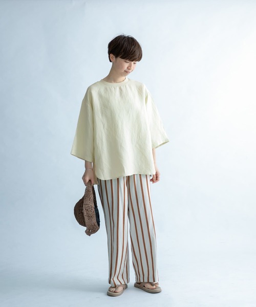 FORK&SPOON（フォークアンドスプーン）の「FORK&SPOON　リネン混布帛Tシャツ（Tシャツ/カットソー・レディース・チャコールグレー/ベージュ/レッド・1）」の11枚目の写真