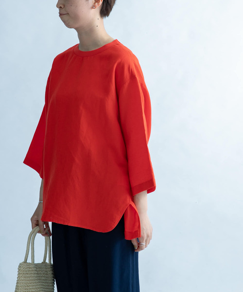 FORK&SPOON（フォークアンドスプーン）の「FORK&SPOON　リネン混布帛Tシャツ（Tシャツ/カットソー・レディース・チャコールグレー/ベージュ/レッド・1）」の20枚目の写真