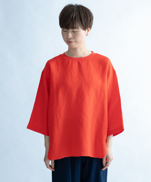 FORK&SPOON（フォークアンドスプーン）の「FORK&SPOON　リネン混布帛Tシャツ（Tシャツ/カットソー・レディース・チャコールグレー/ベージュ/レッド・1）」の21枚目の写真