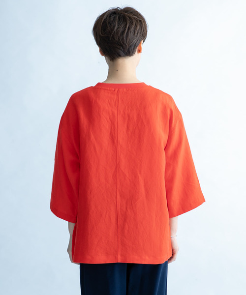 FORK&SPOON（フォークアンドスプーン）の「FORK&SPOON　リネン混布帛Tシャツ（Tシャツ/カットソー・レディース・チャコールグレー/ベージュ/レッド・1）」の16枚目の写真