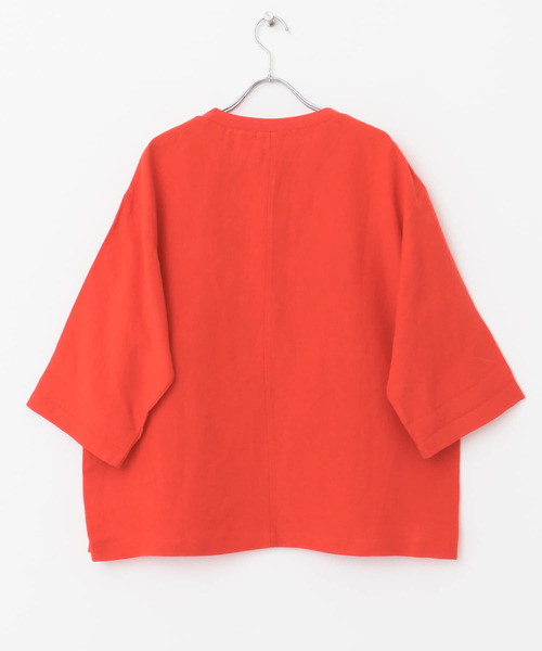 FORK&SPOON（フォークアンドスプーン）の「FORK&SPOON　リネン混布帛Tシャツ（Tシャツ/カットソー・レディース・チャコールグレー/ベージュ/レッド・1）」の9枚目の写真