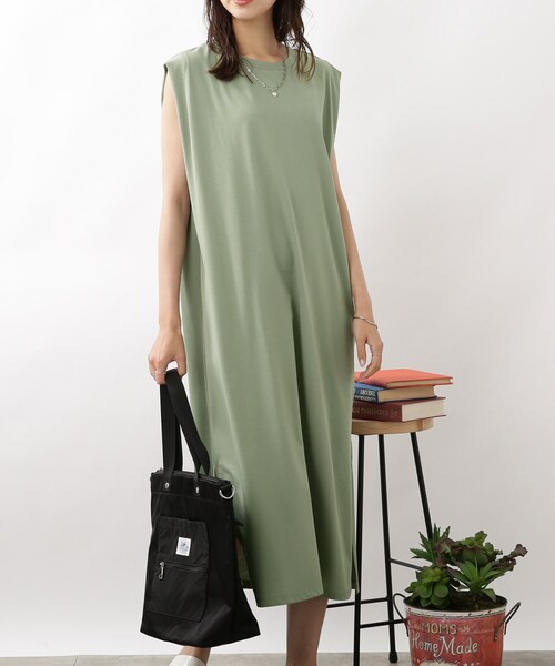 DRESKIP（ドレスキップ）の「◆肩タックワンピース（ワンピース・レディース・オリーブ/オフホワイト/ブラック・03/02/04）」の3枚目の写真