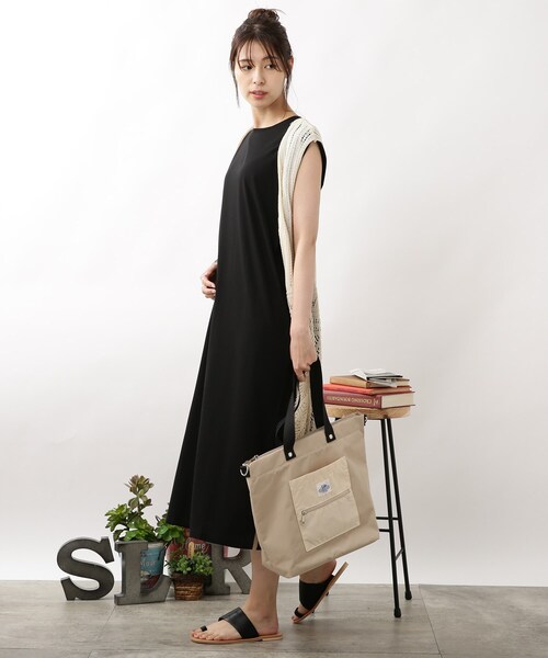 DRESKIP（ドレスキップ）の「◆肩タックワンピース（ワンピース・レディース・オリーブ/オフホワイト/ブラック・03/02/04）」の6枚目の写真