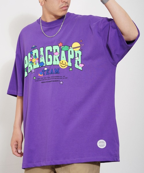 Paragraph（パラグラフ）の「Paragraph(パラグラフ) アーチロゴ スマイル 半袖Tシャツ（Tシャツ/カットソー・メンズ・ライトグレー/パープル/イエロー/ブルー/グリーン/アイボリー/チャコール・FREE）」の6枚目の写真