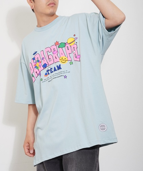 Paragraph（パラグラフ）の「Paragraph(パラグラフ) アーチロゴ スマイル 半袖Tシャツ（Tシャツ/カットソー・メンズ・ライトグレー/パープル/イエロー/ブルー/グリーン/アイボリー/チャコール・FREE）」の5枚目の写真