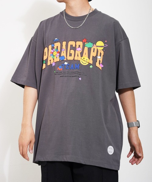 Paragraph（パラグラフ）の「Paragraph(パラグラフ) アーチロゴ スマイル 半袖Tシャツ（Tシャツ/カットソー・メンズ・ライトグレー/パープル/イエロー/ブルー/グリーン/アイボリー/チャコール・FREE）」の4枚目の写真