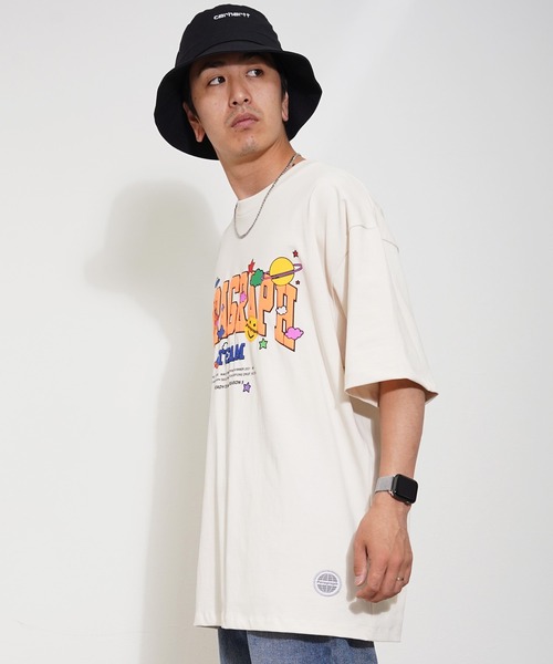 Paragraph（パラグラフ）の「Paragraph(パラグラフ) アーチロゴ スマイル 半袖Tシャツ（Tシャツ/カットソー・メンズ・ライトグレー/パープル/イエロー/ブルー/グリーン/アイボリー/チャコール・FREE）」の8枚目の写真