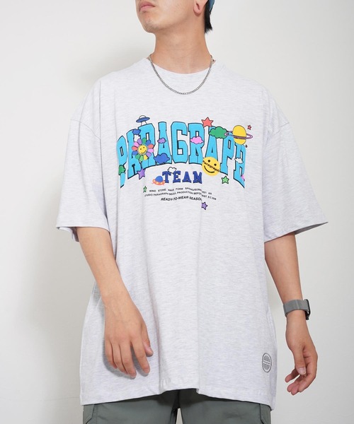 Paragraph（パラグラフ）の「Paragraph(パラグラフ) アーチロゴ スマイル 半袖Tシャツ（Tシャツ/カットソー・メンズ・ライトグレー/パープル/イエロー/ブルー/グリーン/アイボリー/チャコール・FREE）」の20枚目の写真