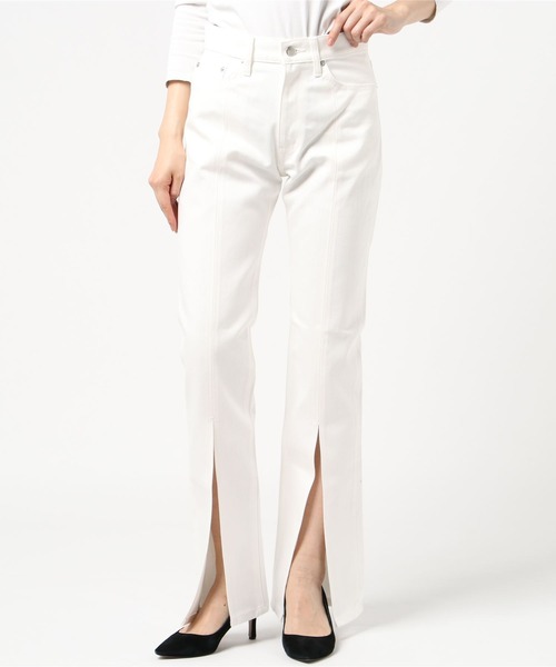 JOHN LAWRENCE SULLIVAN（ジョンローレンスサリバン）の「RIGID DENIM SLITTED PANTS（デニムパンツ・レディース・インディゴブルー/ブラック/ホワイト・X-SMALL/SMALL）」の5枚目の写真