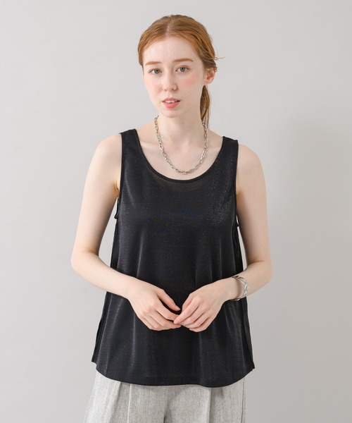 CLOCHE（クロシェ）の「cloche 前後2WAYラメタンク（Tシャツ/カットソー・レディース・ブラック/アイボリー/イエロー・FREE）」の3枚目の写真