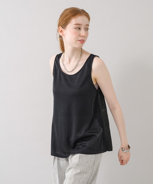 CLOCHE（クロシェ）の「cloche 前後2WAYラメタンク（Tシャツ/カットソー・レディース・ブラック/アイボリー/イエロー・FREE）」の4枚目の写真