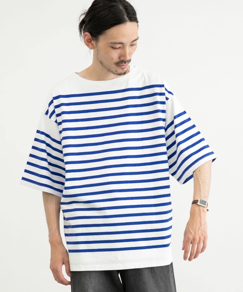 URBAN RESEARCH（アーバンリサーチ）の「リラックスボートネックボーダーショートスリーブ（Tシャツ/カットソー・メンズ・ブルー系その他/ブラック系その他/ホワイト系その他・LARGE/MEDIUM/SMALL）」の11枚目の写真