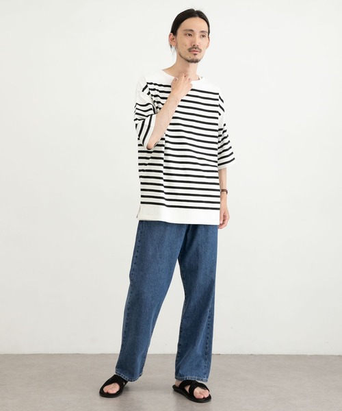 URBAN RESEARCH（アーバンリサーチ）の「リラックスボートネックボーダーショートスリーブ（Tシャツ/カットソー・メンズ・ブルー系その他/ブラック系その他/ホワイト系その他・LARGE/MEDIUM/SMALL）」の9枚目の写真