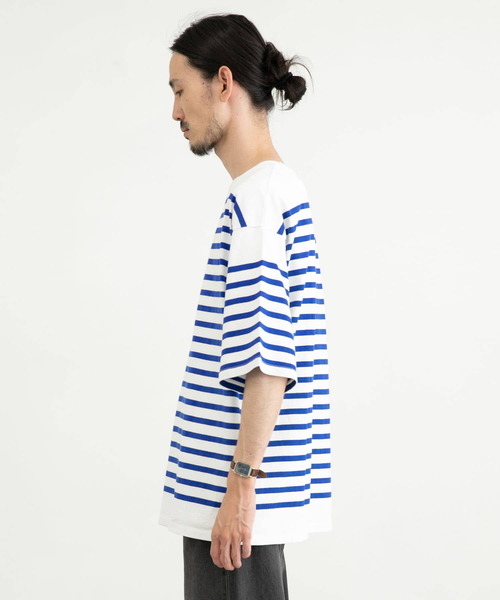 URBAN RESEARCH（アーバンリサーチ）の「リラックスボートネックボーダーショートスリーブ（Tシャツ/カットソー・メンズ・ブルー系その他/ブラック系その他/ホワイト系その他・LARGE/MEDIUM/SMALL）」の16枚目の写真