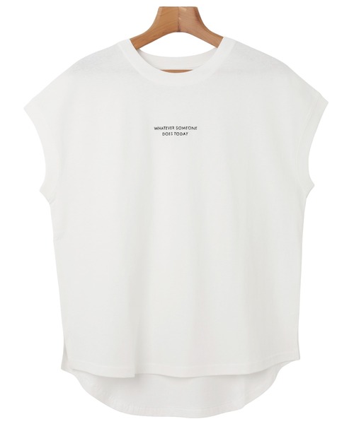 美品 ドゥロワー 16G天竺編みクルーフレンチスリーブニット ロゴ刺繍 ネイビー ロゴ刺繍ニット | NATURAL BEAUTY BASIC（ナチュラルビューティー