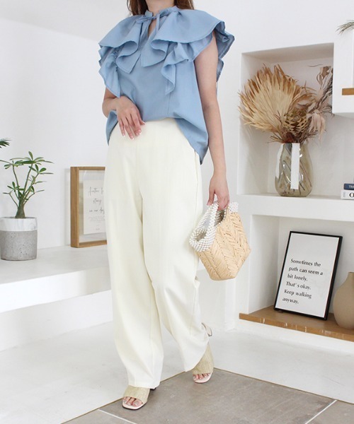 MODE ROBE（モードローブ）の「ストレートワイドパンツ（その他パンツ・レディース・ブラック/ベージュ/アイボリー・FREE）」の2枚目の写真