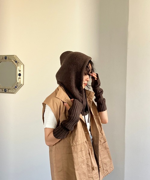 AS KNOW AS plus(アズノゥアズプラス)の「♪畦なこなれ バラクラバ(ニットキャップ/ビーニー・レディース・キナリ/チャコールグレー/ライトグリーン/オレンジ・FREE)」の1枚目の写真