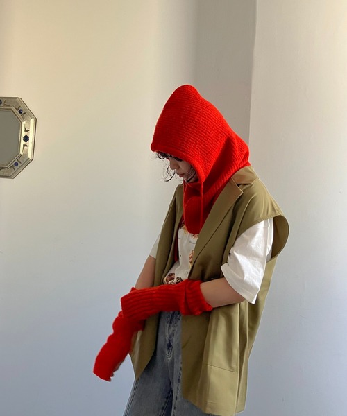 AS KNOW AS plus(アズノゥアズプラス)の「♪畦なこなれ バラクラバ(ニットキャップ/ビーニー・レディース・キナリ/チャコールグレー/ライトグリーン/オレンジ・FREE)」の10枚目の写真